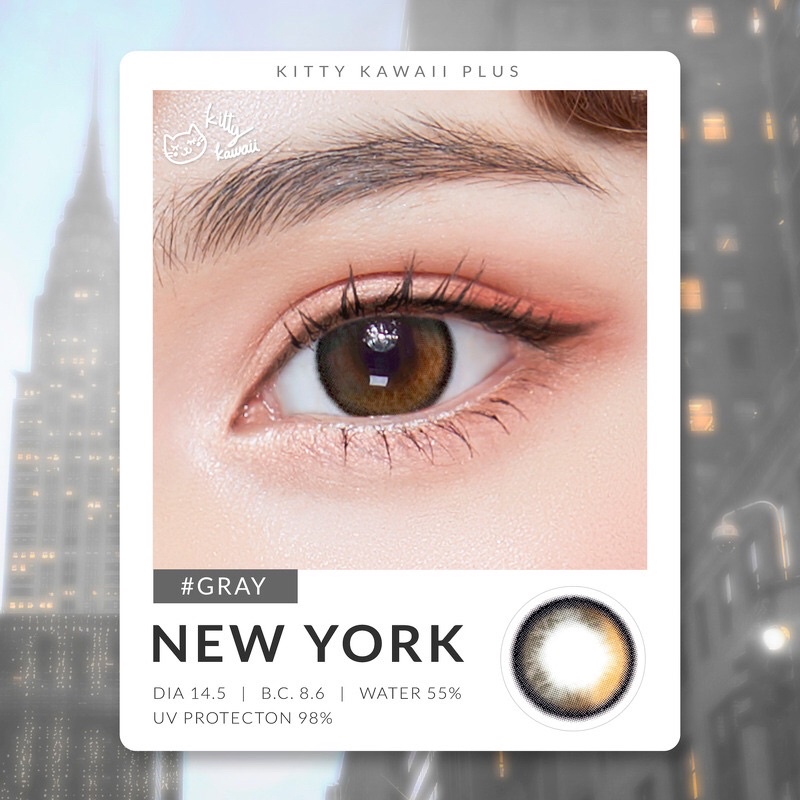 PUSBELKOREAN - Softlens New York gray &amp; brown kitty kawaii