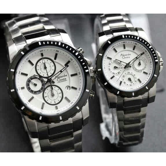 Limited Jam Tangan Couple Alexandre Christie AC 6141-AC 6141 Black Silver Kekinian