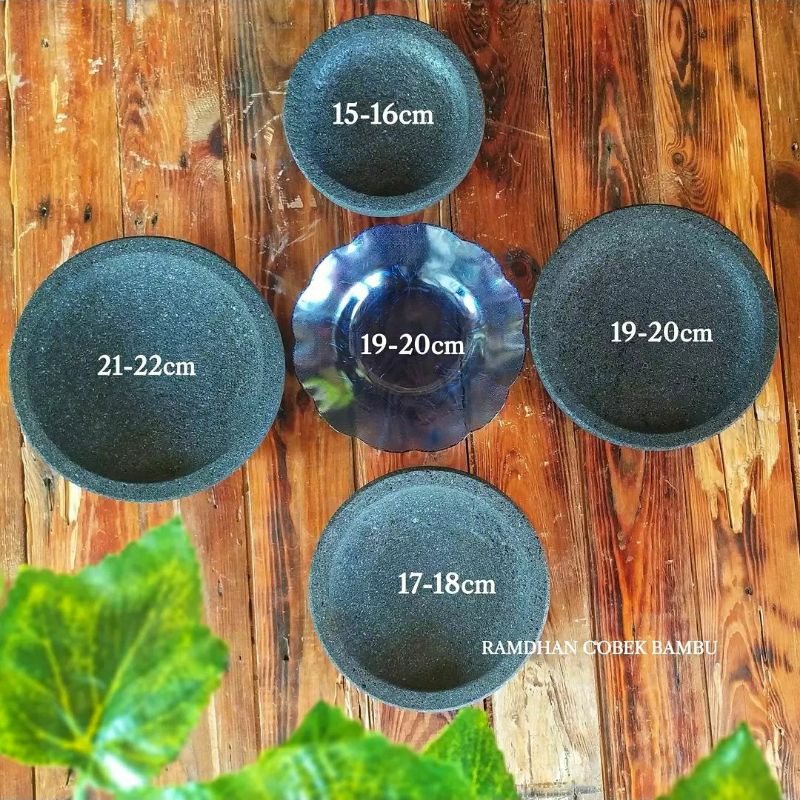 Cobek Batu Asli Merapi/Coet Batu uk 19-20cm free ulekan