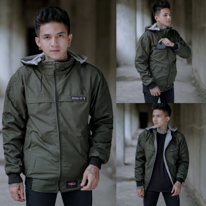 JAKET PARASUT PRIA TERBARU/JAKET MUSIM DINGIN PRIA/HOODIE TEBAL/PAKAIAN GUNUNG COWOK/DISTRO KEREN-PT ARMY