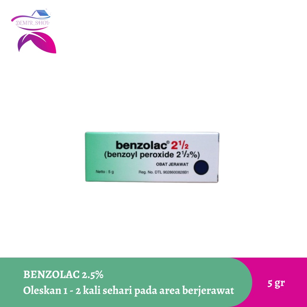 Benzolac 2.5% dan Benzolac 5% Obat Jerawat 5gr / Acne Gel