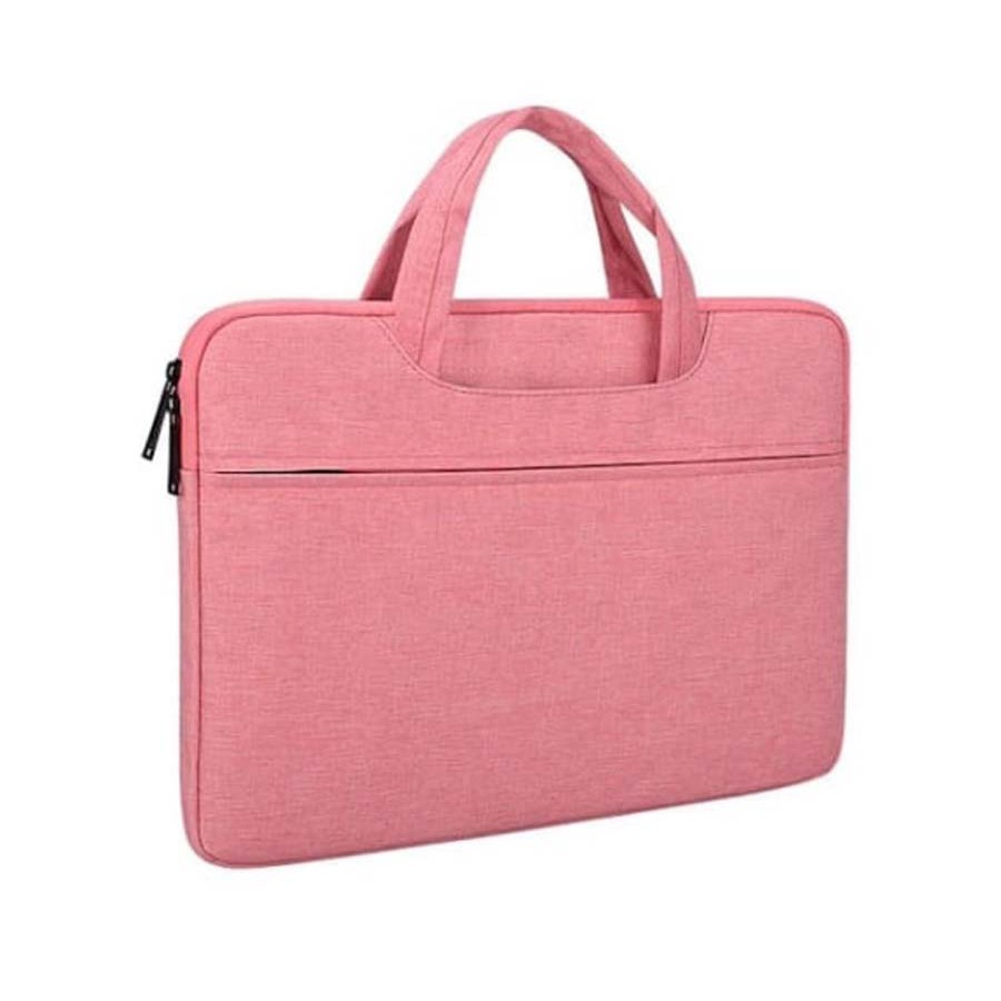 Tas Laptop Softcase Nylon Jinjing Zipper 15.6 inch pink