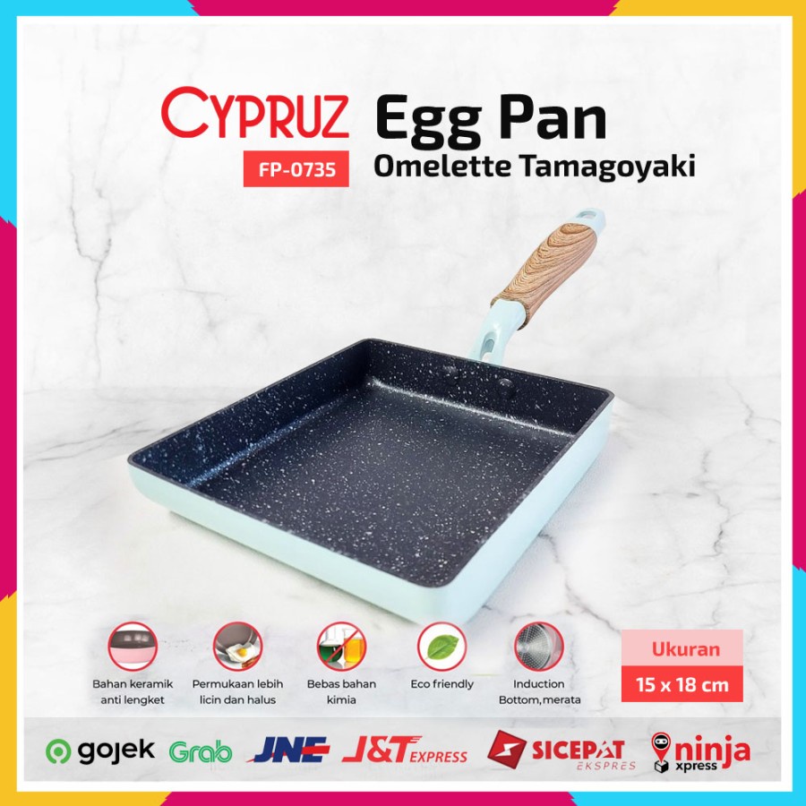 Tamagoyaki Egg Pan 15 cm Color Series Cypruz FP-0735 Wajan Induksi