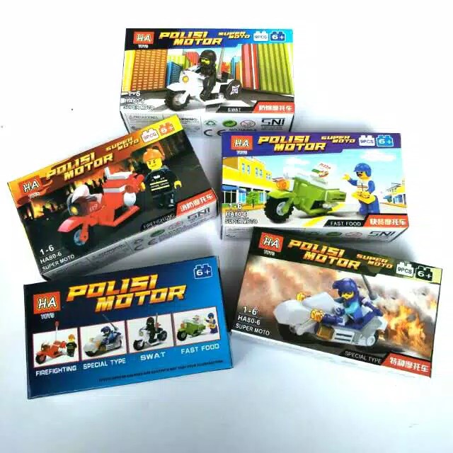 Lego Motor Motoran Polisi Murah Meriah Souvenir Ultah Anak