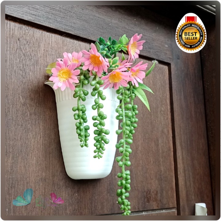 Pot Dinding Putih 15 Cm New Tawon Dinding Tempel 15CM Bibit Bunga Putih | Ombak Pot Dinding Kerang