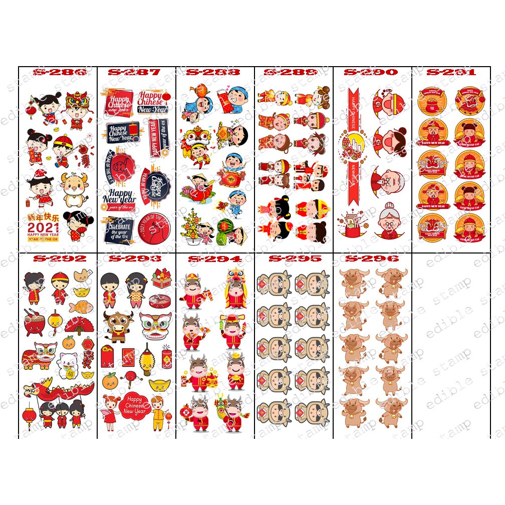 

Edible Stamp Imlek Stiker Makanan Edible Stiker Edible Image Edible Print Sticker Makanan S286-S296