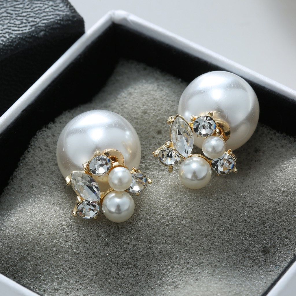New Korean style alloy pearl earrings fashion piercing earrings ladies earrings rhinestone earrings jewelry wholesale