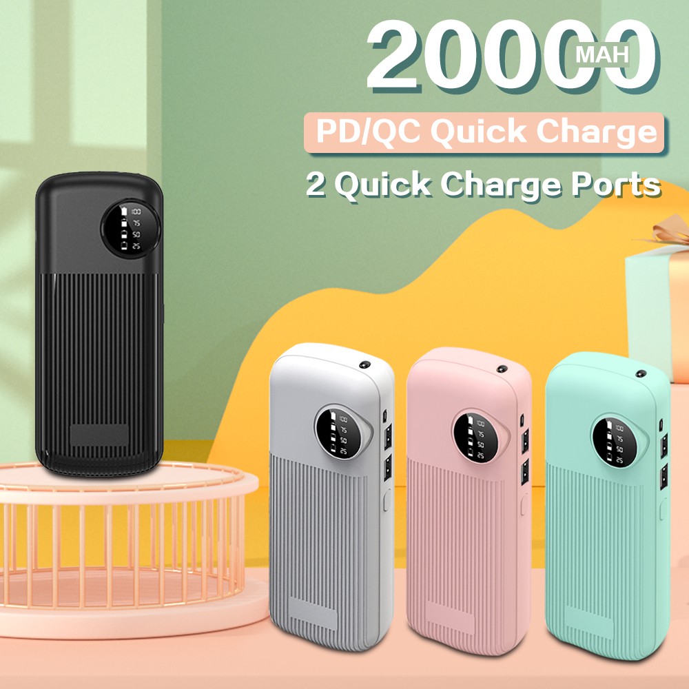 Portable Charger 20000mah Powerbank USB LCD  For Smartphone Fast Charging