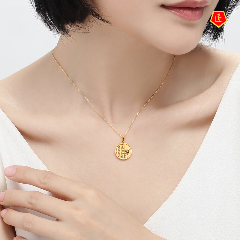 [Ready Stock]Vintage Window Flower Golden Pendant Temporary Chinese Style