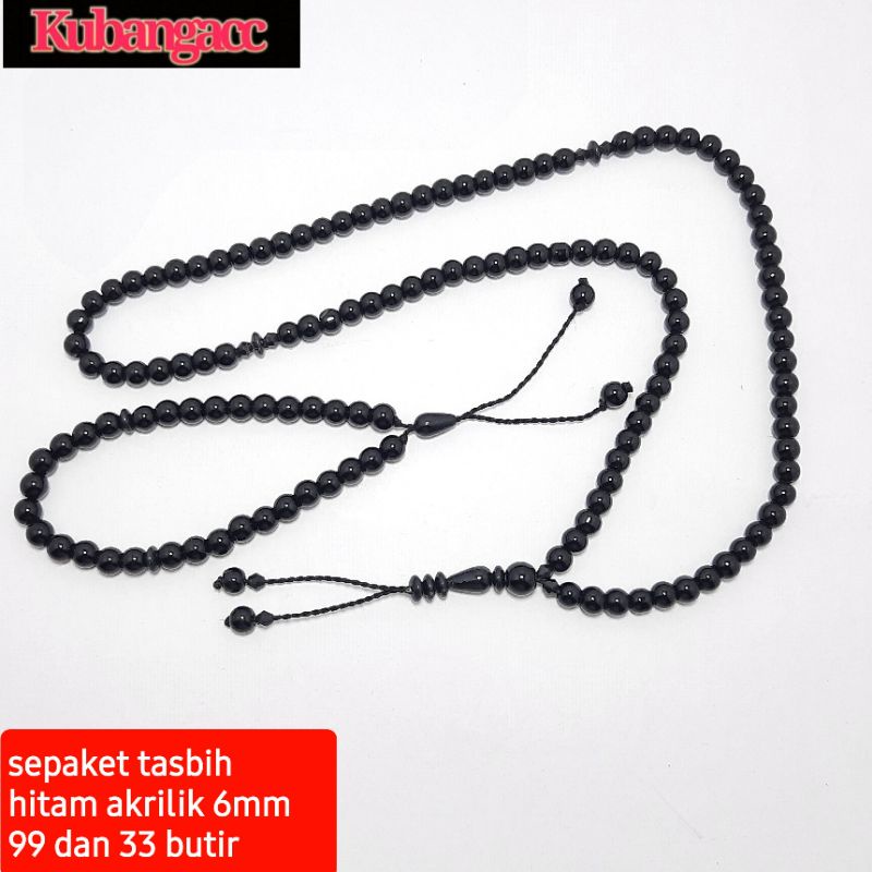 Tasbih.Kalung Dan Gelang Tasbih Hitam Akrilik 6mm Tasbih 99 Tasbih 33 Kalung Gelang Pria Wanita