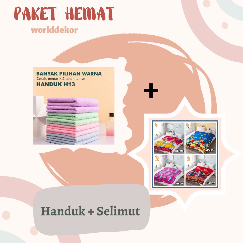 Paket Handuk + Selimut Combo Hemat Irit Serbaguna WD