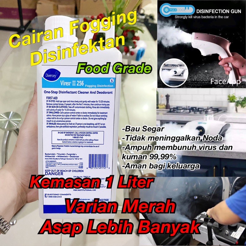 Cairan Fogging Disinfektan 1 Liter Virex II 256 Makassar FoodGrade VARIAN MERAH