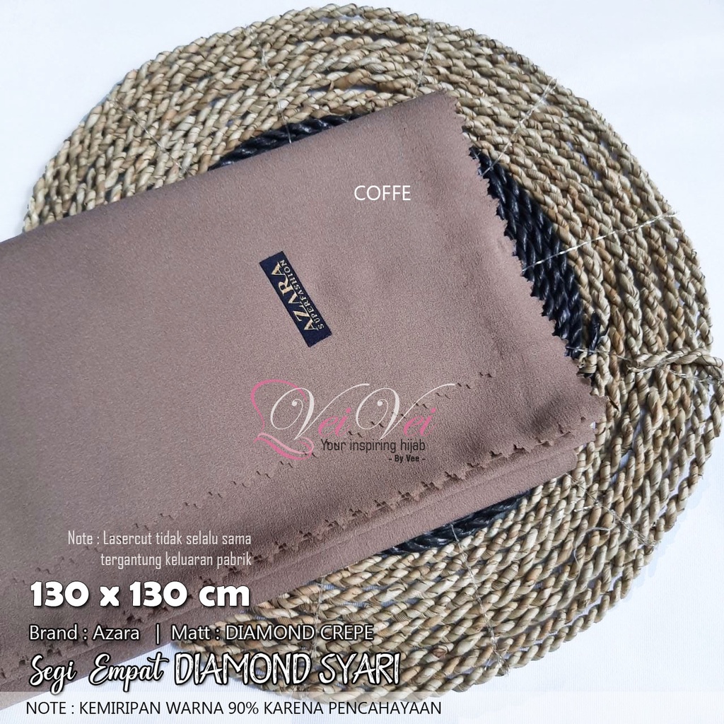 [ 130 x 130 cm] DIAMOND CREPE LASER - JILBAB SEGI EMPAT SYARI JUMBO AZARA-COFFE