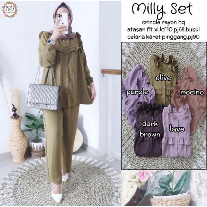 Setelan Crinkle / One set wanita /  Setelan crinkle /One set Milly / setcel crinkle/ stelan crinkle / ONE SET CRINKLE /SETELAN CRINKLE PREMIUM / SETELAN CRINKLE