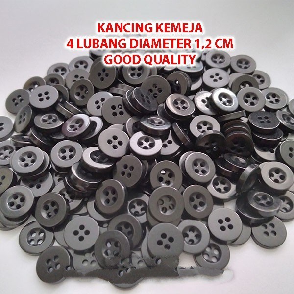 Kancing Baju Kemeja Tebal 11mm 2 Dua Warna 4 Lubang Per Gross - Hitam