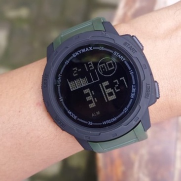 TERBARU   JAM TANGAN SPORT ORIGINAL DIGITAL SKYMAX 2021G HIJAU ARMY