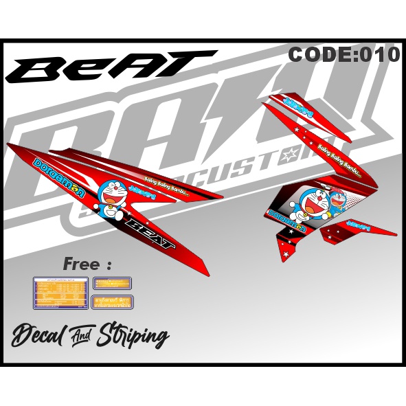 Stiker striping Beat New 2020 2021 Deluxe List Variasi Desan racing Beat Street Fi DORAEMON