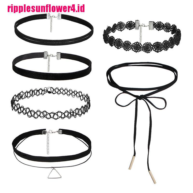 Kalung Choker Bahan Velvet Renda Stretch Gaya Gothic Klasik