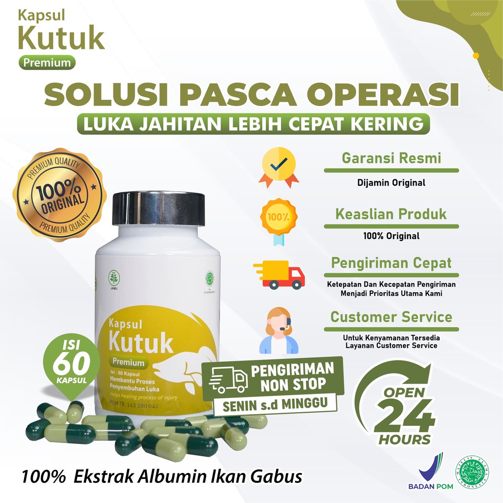 Kapsul Kutuk Premium - Original Ekstrak Albumin Ikan Gabus Obat Pasca Operasi Caesar Wasir