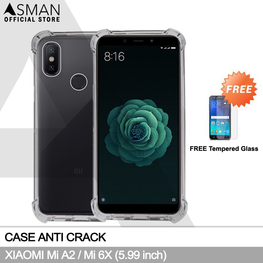 Anti Crack Xiaomi Mi A2 / Mi 6X (5.99&quot;) | Soft Case Anti Bentur + FREE Tempered Glass