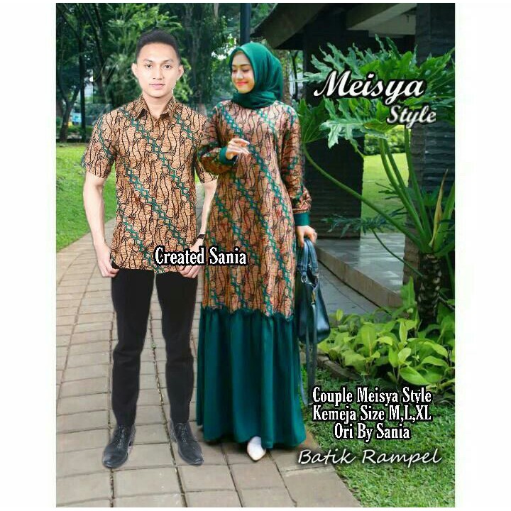 Maura Couple - Sania Ruffle Batik Couple Ori Ndoro Jowi Garansi Termurah Shopee - BATIK MODERN SOLO-Ss ijo
