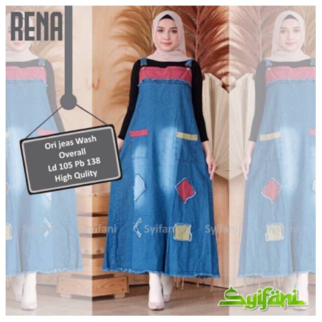 RENA overall jeans aplikasi emblem