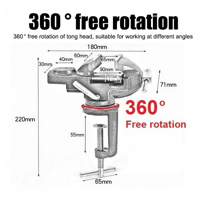 Vise Besi 65 MM 360 rotation catok meja ragum desk clamp 2.5 inchi klem meja a