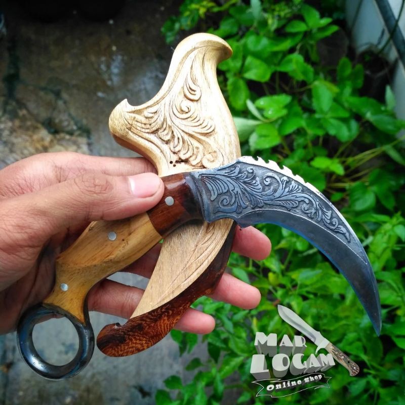 BARANG DATANG BARU BAYAR!!! Pisau karambit full ukir batik kerambit batik