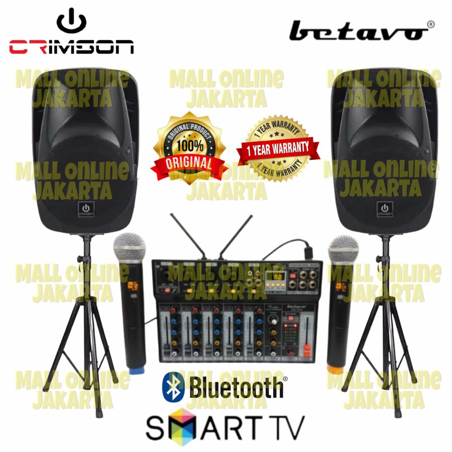 Paket speaker Aktif Pasif 15 inch Crimson Soul 15 Mixer 6 channel