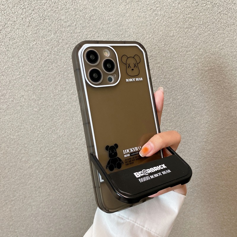 2 in 1 stand case Pelindung Transparan Anti Jatuh Untuk iPhone 11 12 13 Pro MAX X XR XS MAX 7 8 Plus