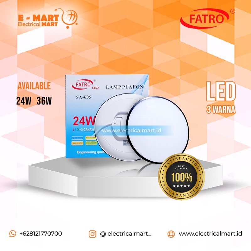 LAMPU DOWNLIGHT 3 WARNA 36watt FATRO Ceiling Lamp Baret Bulat TEMPEL Outbow