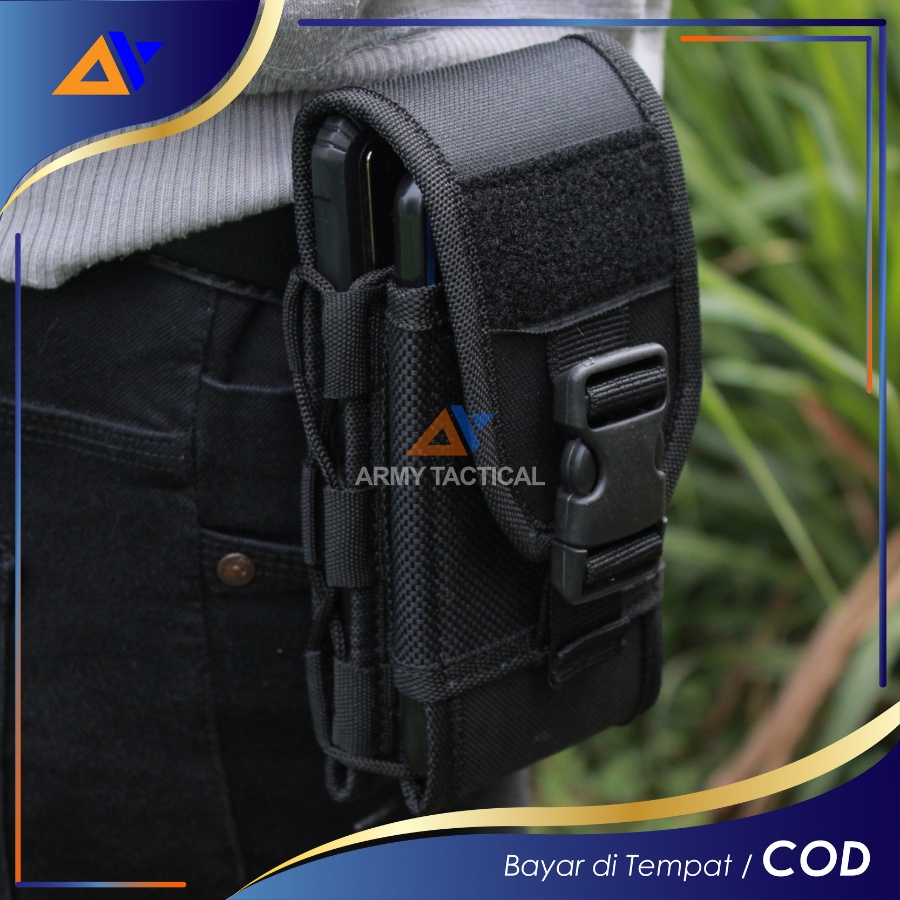 Tempat Sarung HP Pinggang KANVAS TACTICAL Tas Dompet Handphone Pouch Hp Pria Atribut Satpam Security TNI