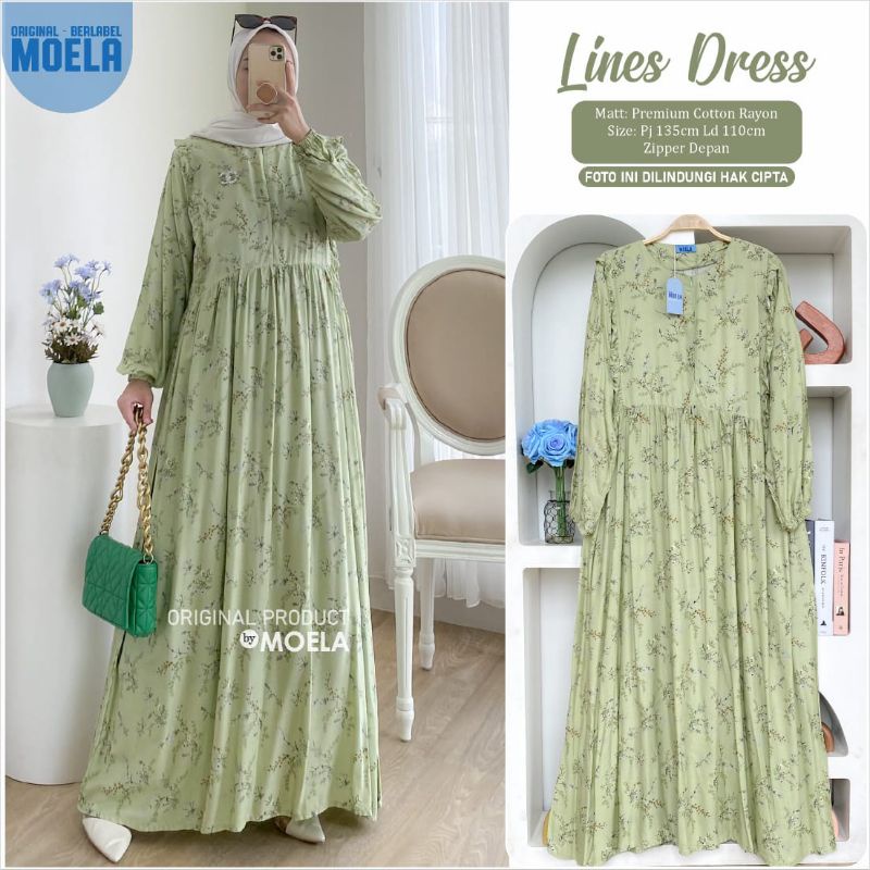 Lines Niora Dress Gamis Jumbo Allsize Busui Premium Catton Rayon Original Ori Moela Berlabel-1