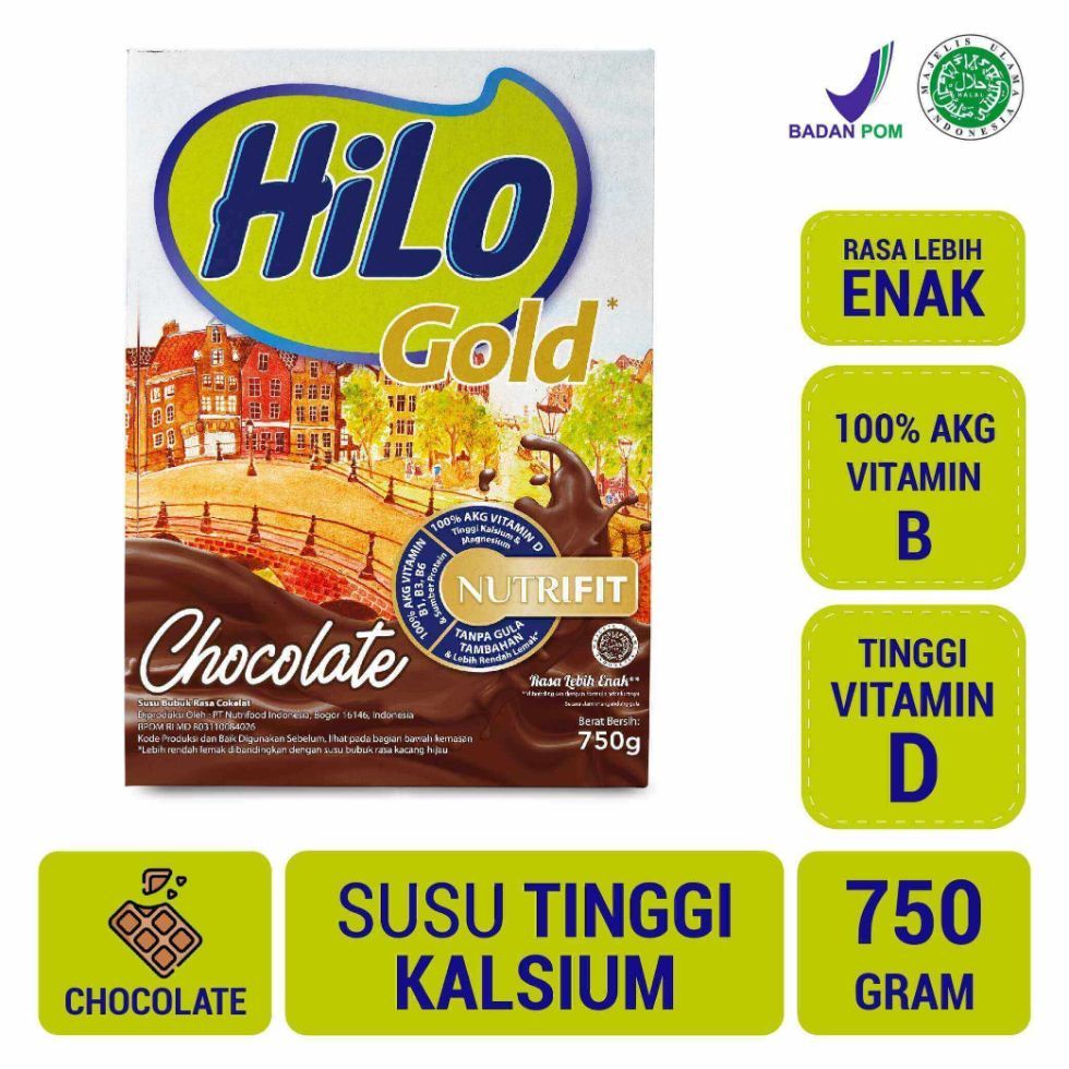 

HiLo Gold Chocolate 750g - Susu Tinggi Kalsium Lebih Rendah Lemak