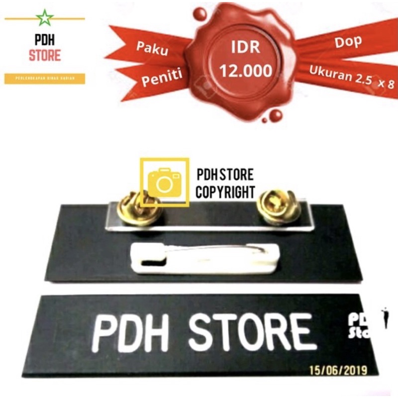 

Name Tag / Papan Nama Doff 2,5x8 cm - Paku - Peniti