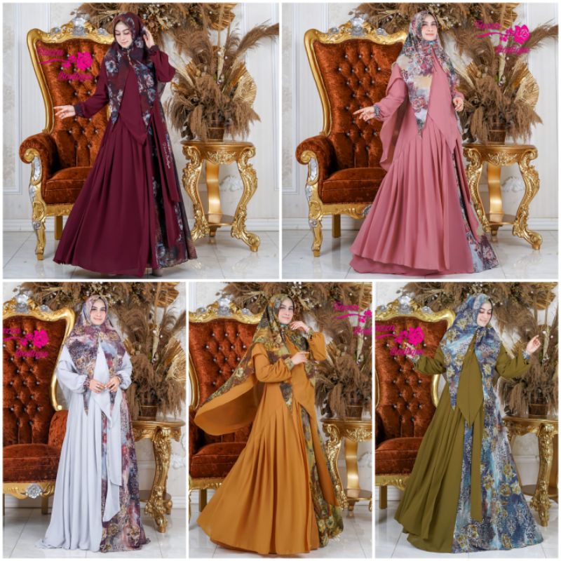 ZALFA SYAR'I SET by FAZZA BOUTIQUE Original Gamis Hijab Syari Set Kekinian Terlaris Bestseller Murah
