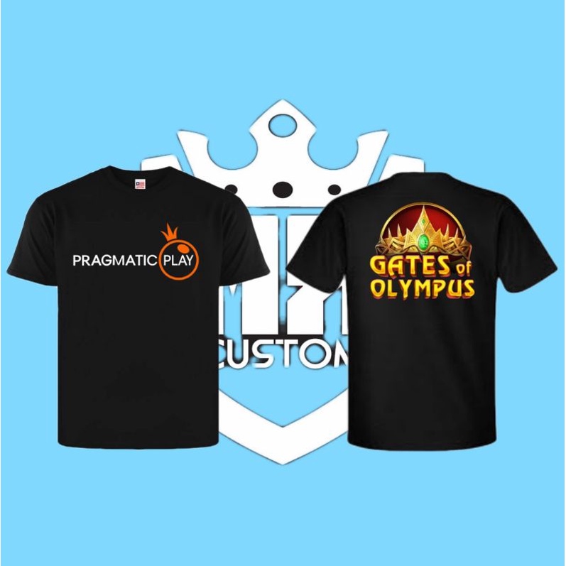 Baju Kaos Pria/Wanita Tulisan Logo Pragmatic Play Gate Of Olympus/Baju Kaos Zeus