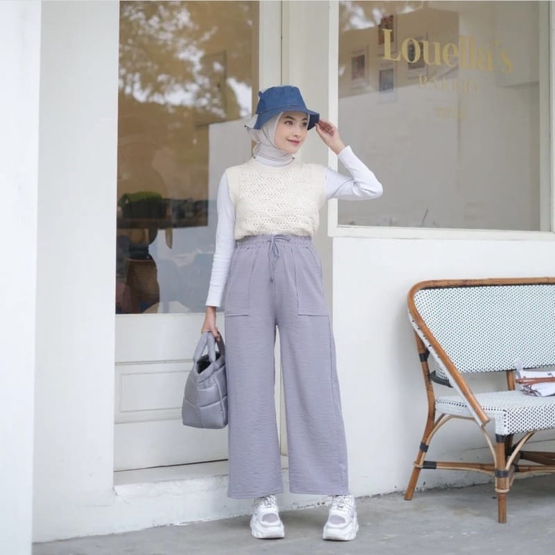 BEFAST - ZEC OOTD Celana Panjang ADIS / Kulot lency Basic CRINCLE / Celana Panjang Wanita / Pakaian Wanita Casual / Kulot Polos Formal / Fashion Wanita Kerja / Celana Kulot Bahan Adem / Terbaru 2022 / Terlaris / OOTD Remaja Wanita Kekinian