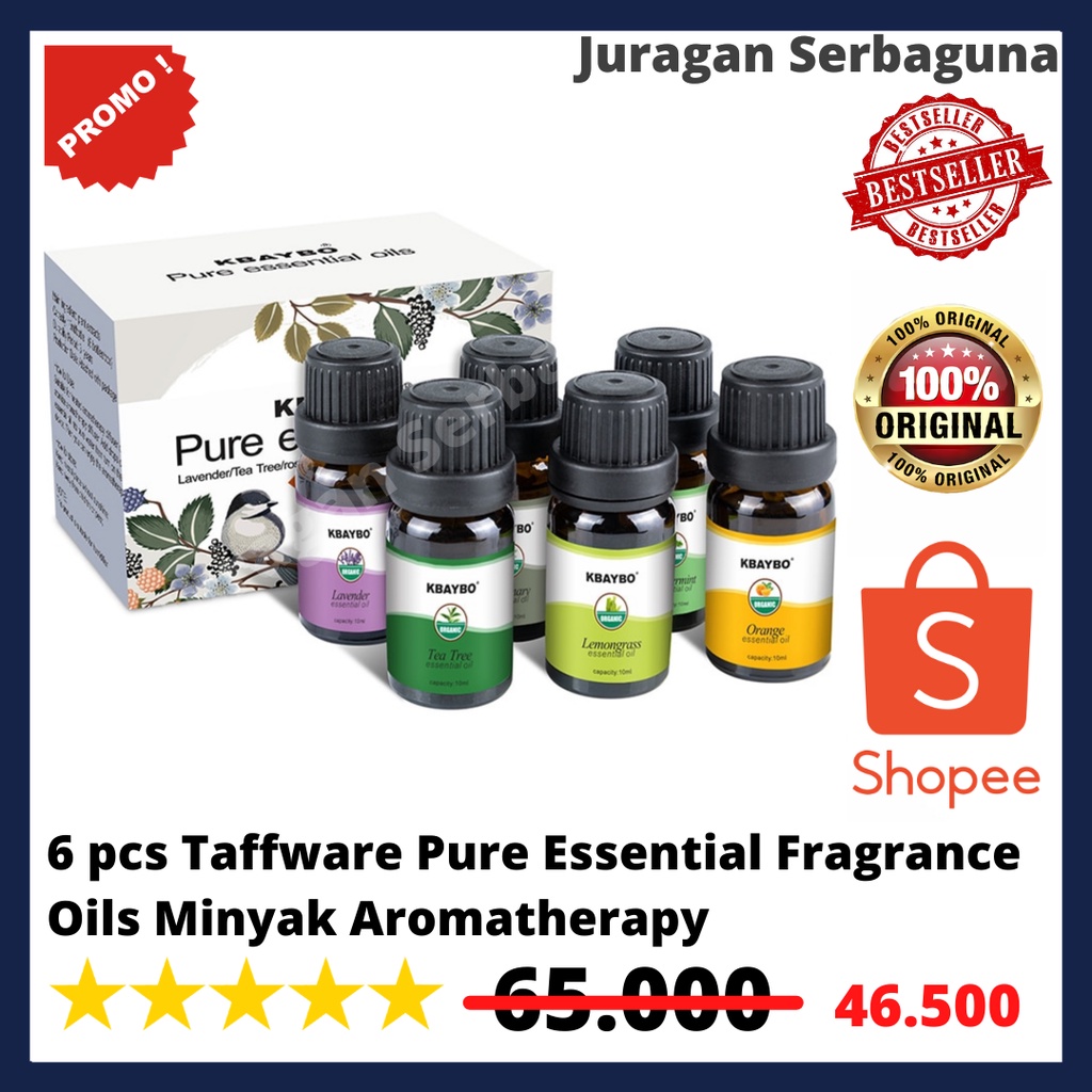 6 pcs Taffware Pure Essential Fragrance Oils Minyak Aromatherapy