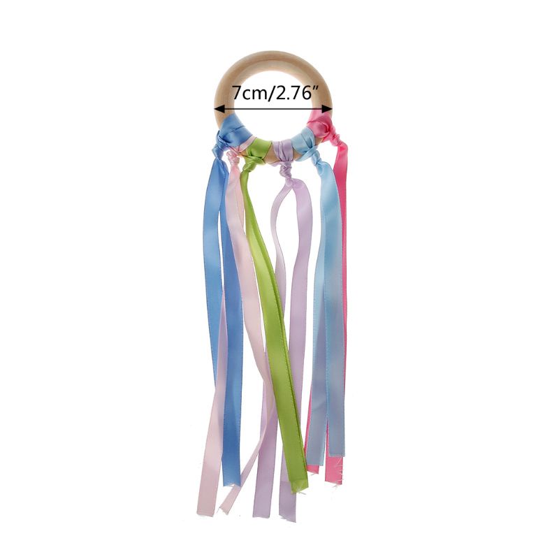 Mary Mainan Teether Ring Kayu Warna Pelangi Untuk Bayi Newborn