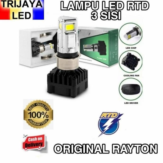 Lampu LED Utama RTD 3 Sisi Kipas H4 dan H6 AC DC Motor Mobil Original 3jaya