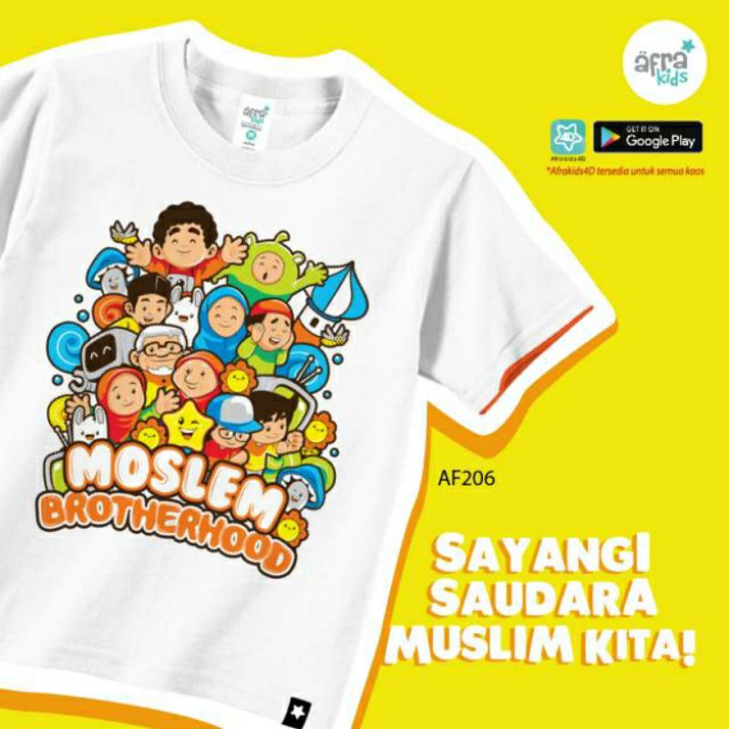 SALE!!! Kaos Anak Muslim Afrakids AF206 &quot;Moslem Brotherhood&quot; Lengan Pendek