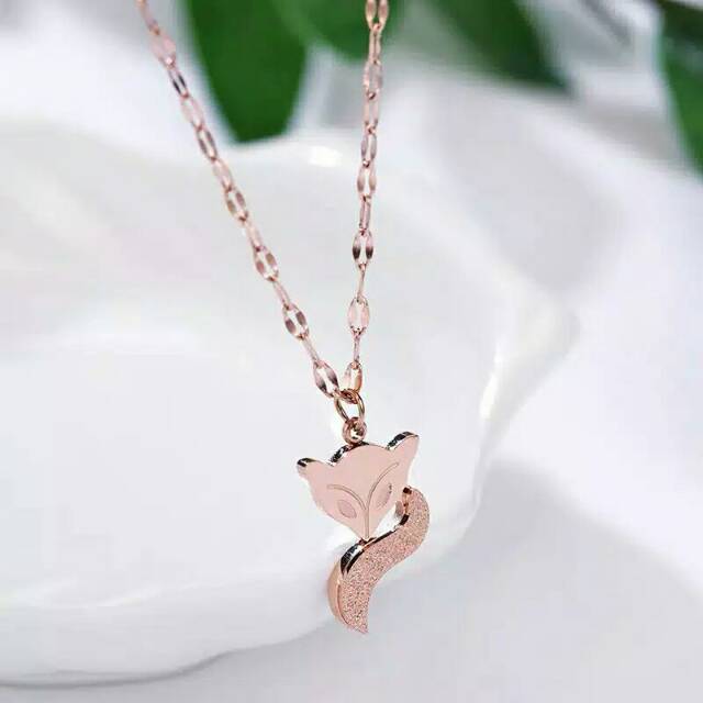 GG kalung Aksen Rubah Titanium Lapis Emas 18k#KL-106