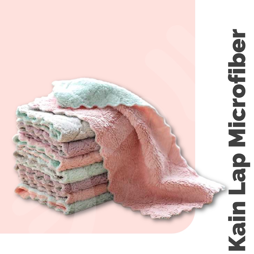 Kain Lap Dapur Microfiber Cleaning Cloth Murah Lap Cuci Pengering Mobil Motor Sepatu Micro Fiber