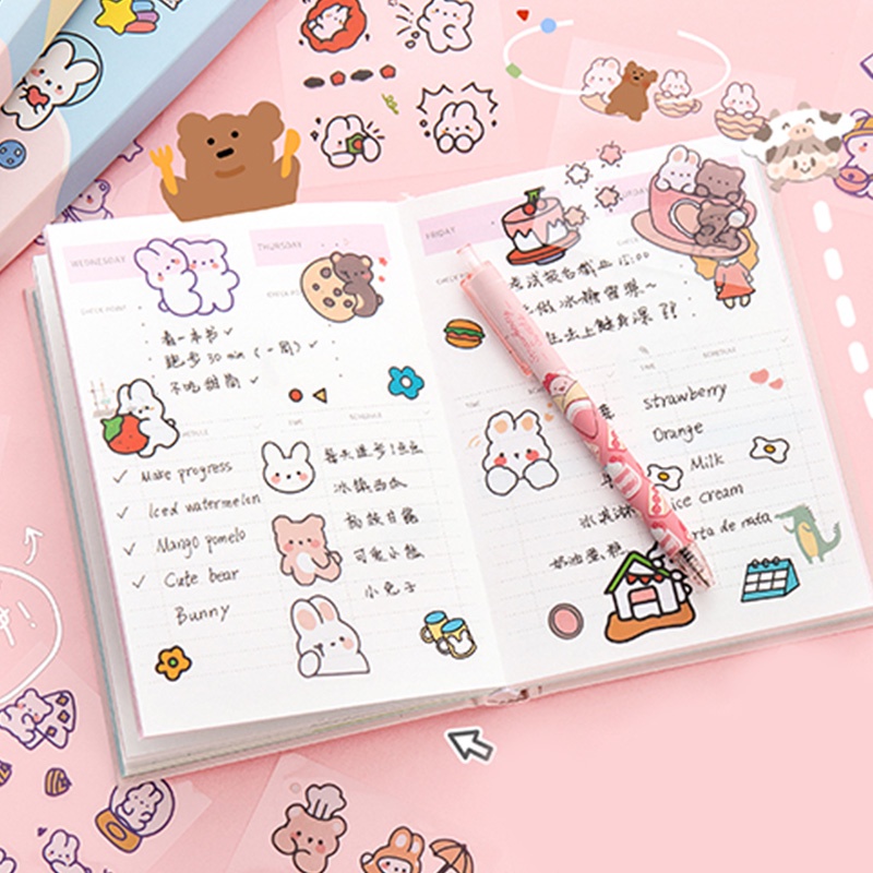 100 Lembar Stiker Motif Kartun Lucu Untuk Dekorasi DIY