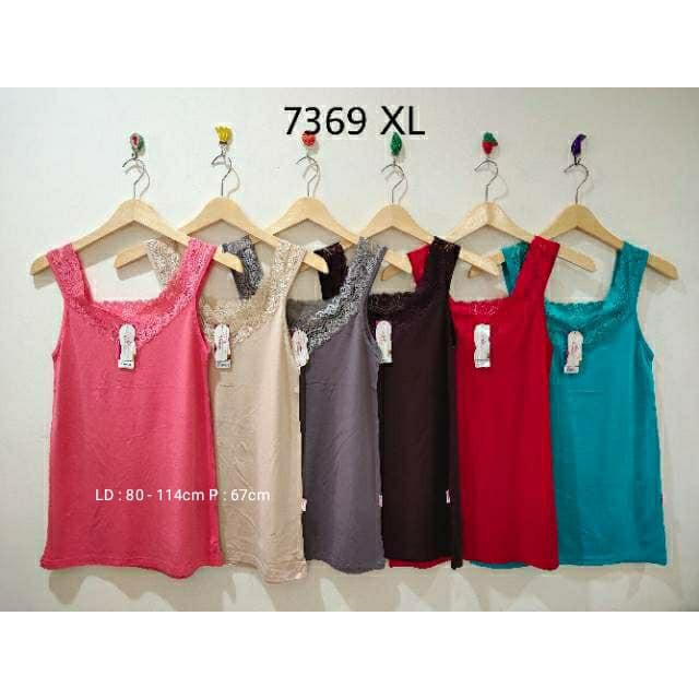 Thank Top Wanita Renda V Adem Kualitas bagus Kamisol Miranda 7369 size L - XXL Good Quality Tengtop Camisole-XL