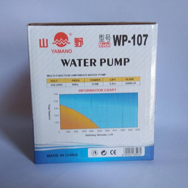 Mesin Pompa Filter Kolam Yamano 107 WP-107 5000 Lph Filter Kolam-Air Mancur Hidroponik Waterfall Power Head Submersible water Pump ph