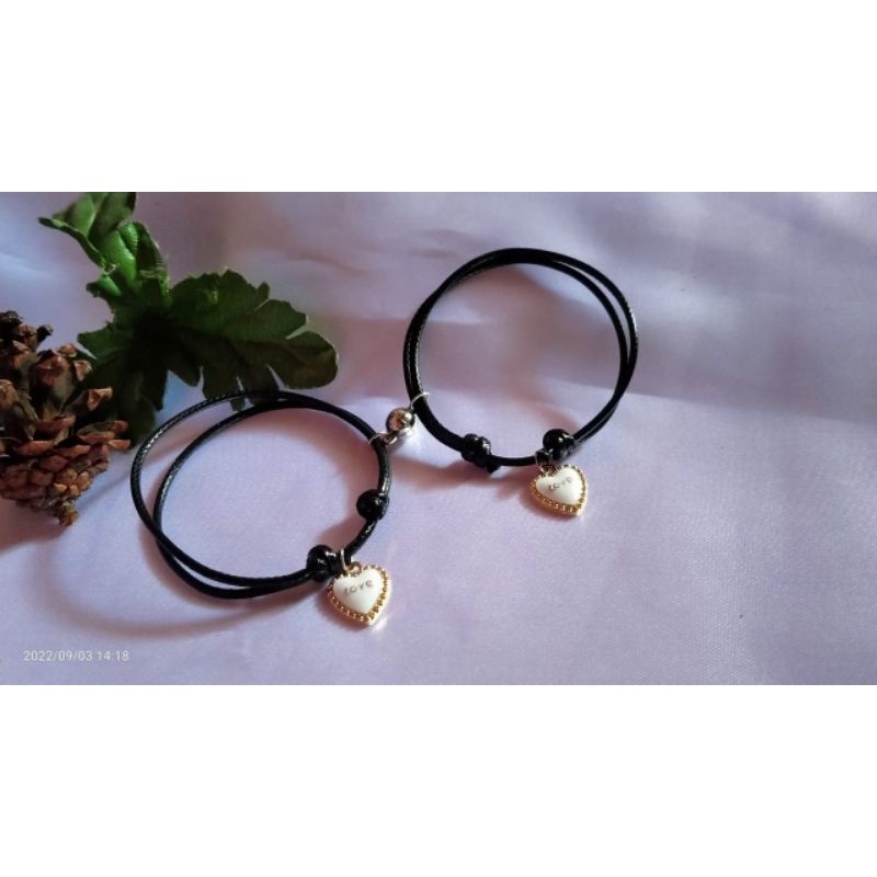 [COD]2PCS GELANG MAGNET LIONTIN HATI/GELANG COUPLE (FREE BOX)