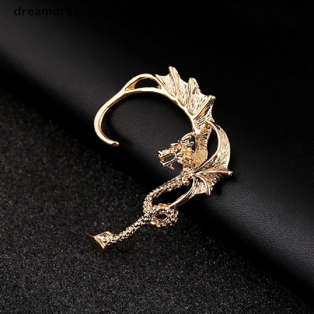 Anting Ear Cuff Bentuk Naga Gaya Retro Gothic Rock Punk Untuk Pria Dan Wanita