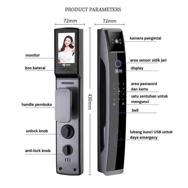 SB Smart Door Lock Door Lock Handle Fingerprint Waterprof - Kunci Pintu Digital